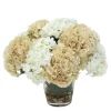 Beige and Cream Hydrangea Mix in Glass Vase