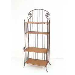 Bronze Corinthian Kd Bakers Rack with Bamboo Shelves