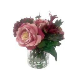 Burgundy Angel Trumpets Mixed with Peonies and Roses