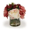 Burgundy Roses with Peonies in Round Cylinder