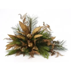 Christmas Arrangement with Pine, Lvs & Ornaments On Tile Matches Xa137