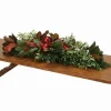 Christmas Tablescape Mixed with Pine and Magnolia, Red and Green Ribbon