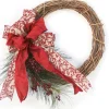 Christmas Wreath with Pine and Berries and Ribbon (Pack 2)