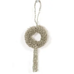 Designer Ornament Group featuring 12 Beaded Silver Wreath Ornament