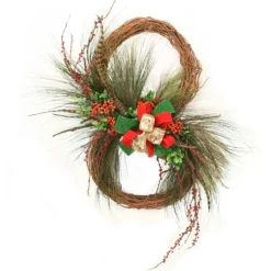 Double Wreath with Ribbon and Feathers