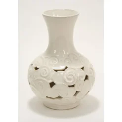 Earthenware Pierced Ivory Cloud Vase