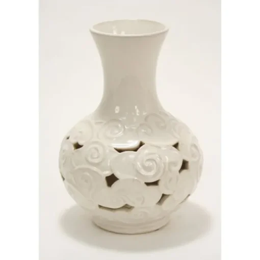 Earthenware Pierced Ivory Cloud Vase