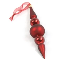 8" Finial Glass Ornament Red  (Sold in Multiples of 12)