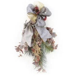 Frosted Swag with Gold Cedar Accents and Pine and Ribbon (Pack 2)