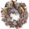 Frosted Wreath with Gold Cedar Accents and Ribbon