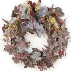 Frosted Wreath with Gold Cedar Accents and Ribbon