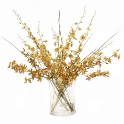 Gold Yellow Oncidium Dancing Orchids in Glass