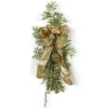 Green Glittered Spray with Green Sequined Spray and Gold Ribbon Swag  (Set of 2)
