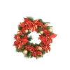Green with Red Poinsettia Wreath