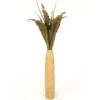 Green-Brown Tropical Leaves, Seeded Branches in Cork-Finish Floor Vase