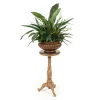 Greenery in Brown Fluted Bowl with Spiral Plant Stand