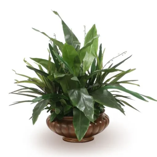 Greenery in Brown Fluted Bowl