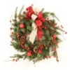 Hickory Pine Wreath with Crabapples and Ribbon