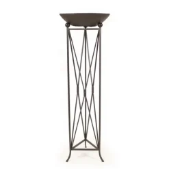 Isosceles Triangle Metal Plant Stand with Black Stone Bowl