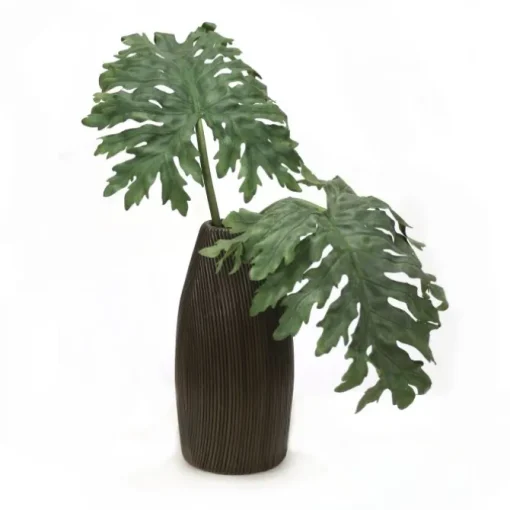 Lacy Philodendron Leaves in Pencil Rattan Basket