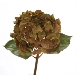 16" Large Hydrangea Pick in Green Brown  (Sold in Multiples of 12)