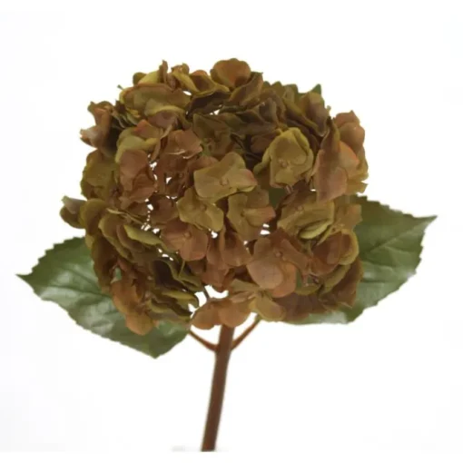 16" Large Hydrangea Pick in Green Brown  (Sold in Multiples of 12)