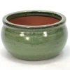 Large Round Falling Green Glazed Planter