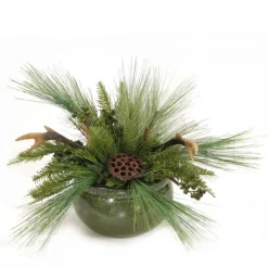 Long Needle Pine with Deer Horns and Lotus Pods and Berries