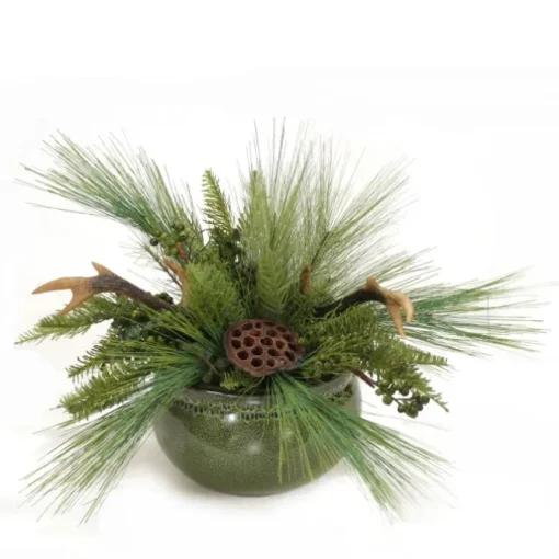 Long Needle Pine with Deer Horns and Lotus Pods and Berries