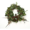 30" Magnolia Foliage Wreath with Berries and Feathers