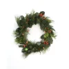 28" Magnolia Leaf and Fir Wreath with Red Berries Pine Cones and Green Ornament