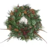 Magnolia Wreath with Pine, Berries and Feathers