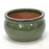 Medium Round Falling Green Glazed Planter