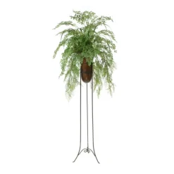 Mixed Greenery in Brown Vase in Planted Stand