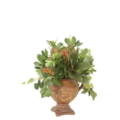 Mixed Magnolia and Ivy in Rust Urn