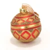 100Mm Hand Painted Glass Ball Ornament Burgundy/Gold  (Sold in Multiples of 6)