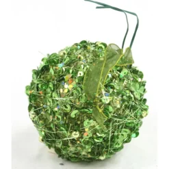80mm Sequin Ball Ornament Green  (Sold in Multiples of 12)