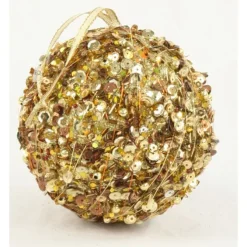 100Mm Sequin Ball Ornament Gold  (Sold in Multiples of 24)