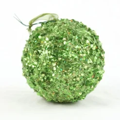 150Mm Sequin Ball Ornament Green  (Sold in Multiples of 24)