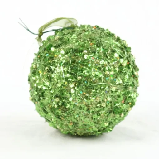 150Mm Sequin Ball Ornament Green  (Sold in Multiples of 24)