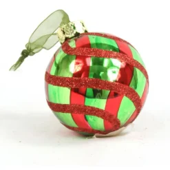 100Mm Swirled Glass Ball Ornament Red/Green  (Sold in Multiples of 24)