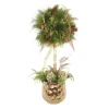 Pine Topiary with Accents of Green & Gold in Gold Planter