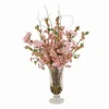 Pink Cherry Blossoms in Glass Flared Vase