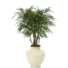 4' Ruscus Tree in Shellish Sand Earthenware Vase