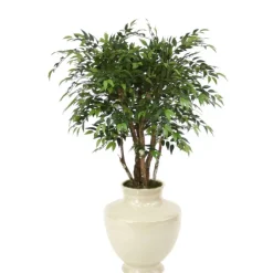 4' Ruscus Tree in Shellish Sand Earthenware Vase