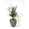 Silver and Brown Glittered Branches with Greens in Tortoise Finish Vase