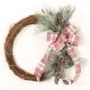 Snow Pine with Berries and Frosted Plaid Wreath