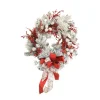 Snow Pine Wreath with Red and Silver Accents