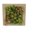 Square Wooden Box with Succulents and Artichokes