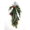 30" Swag of Pine with Red Ornaments Silver Accents and a Silver Ribbon